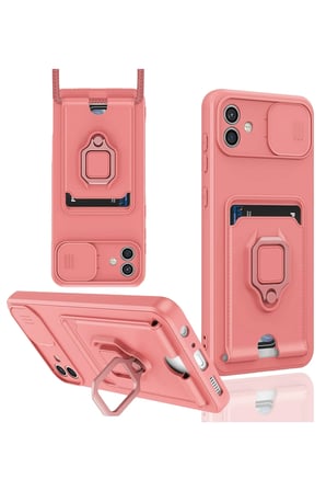 Uray store Samsung Galaxy A05 Kılıf Zuma Kartvizitli Yüzüklü Silikon - Pembe