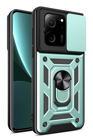 Uray store Xiaomi Mi 13T Pro Kılıf Pars Lens Yüzüklü Silikon - Yeşil