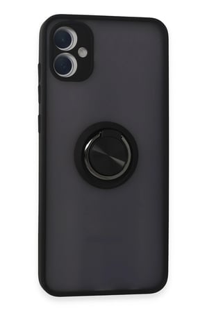Uray store Samsung Galaxy A05 Kılıf Montreal Yüzüklü Silikon Kapak - Siyah