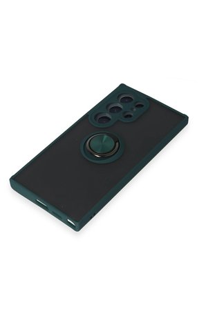 Uray store Samsung Galaxy S24 Ultra Kılıf Montreal Yüzüklü Silikon Kapak - Yeşil
