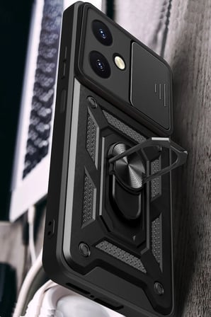 Uray store Vivo Y27 Kılıf Pars Lens Yüzüklü Silikon - Gold