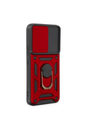 Uray store Samsung Galaxy S24 Kılıf Pars Lens Yüzüklü Silikon - Kırmızı
