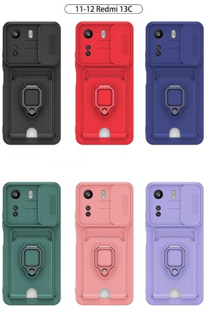 Uray store Xiaomi Redmi 13C Kılıf Zuma Kartvizitli Yüzüklü Silikon - Siyah