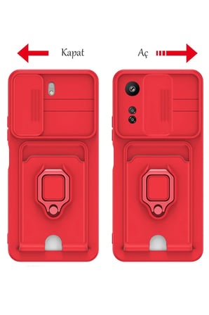 Uray store Xiaomi Redmi 13C Kılıf Zuma Kartvizitli Yüzüklü Silikon - Lila