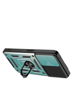Uray store Xiaomi Redmi Note 13 4G Kılıf Pars Lens Yüzüklü Silikon - Yeşil