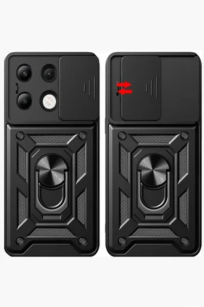 Uray store Xiaomi Redmi Note 13 4G Kılıf Pars Lens Yüzüklü Silikon - Yeşil