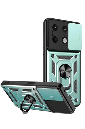 Uray store Xiaomi Redmi Note 13 4G Kılıf Pars Lens Yüzüklü Silikon - Yeşil