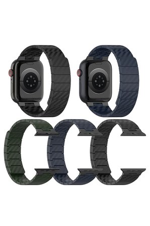 Movenchy Apple Watch 45mm Carbon Steel Kordon - Lacivert