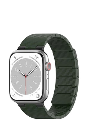 Movenchy Apple Watch 45mm Carbon Steel Kordon - Koyu Yeşil