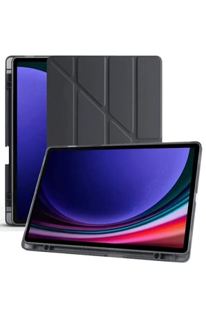 Uray store Samsung Galaxy X510 Tab S9 FE 11 Kılıf Kalemlikli Mars Tablet Kılıfı - Siyah