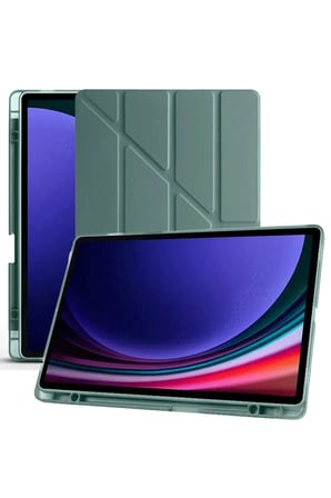 Uray store Samsung Galaxy X510 Tab S9 FE 11 Kılıf Kalemlikli Mars Tablet Kılıfı - Koyu Yeşil