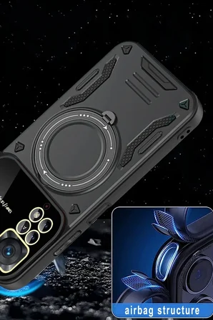 Uray store Xiaomi Redmi Note 12 Pro 4G Kılıf Joy Lens Standlı Kapak - Koyu Yeşil