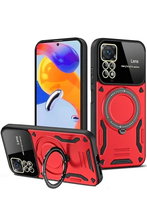 Uray store Xiaomi Redmi Note 12 Pro 4G Kılıf Joy Lens Standlı Kapak - Kırmızı