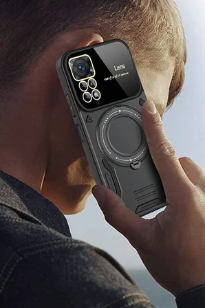 Uray store Xiaomi Redmi Note 12 Pro 4G Kılıf Joy Lens Standlı Kapak - Kırmızı