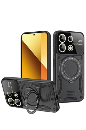 Uray store Xiaomi Redmi Note 13 4G Kılıf Joy Lens Standlı Kapak - Siyah