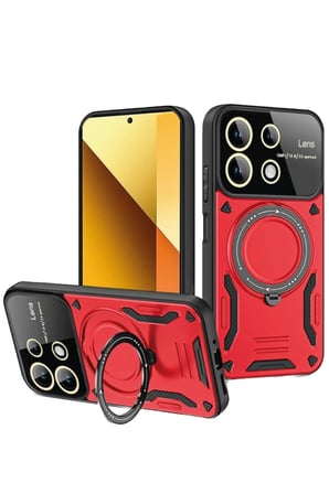 Uray store Xiaomi Redmi Note 13 4G Kılıf Joy Lens Standlı Kapak - Kırmızı