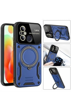 Uray store Xiaomi Redmi 12C Kılıf Joy Lens Standlı Kapak - Koyu Yeşil