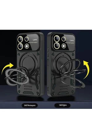 Uray store Realme C55 Kılıf Joy Lens Standlı Kapak - Kırmızı
