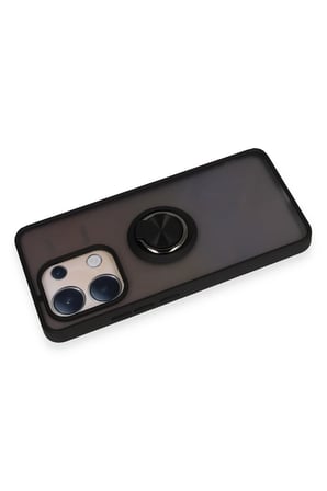 Uray store Xiaomi Redmi Note 13 4G Kılıf Montreal Yüzüklü Silikon Kapak - Siyah