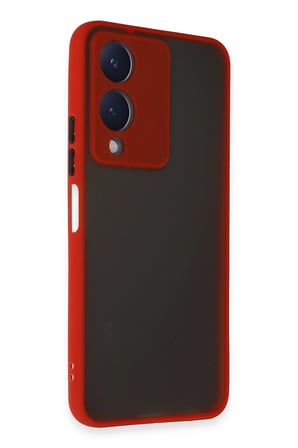 Uray store Vivo Y17S Kılıf Montreal Silikon Kapak - Kırmızı