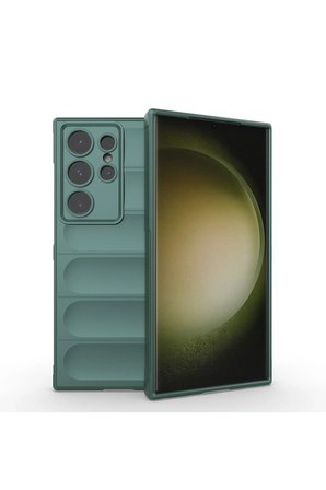 Uray store Samsung Galaxy S24 Ultra Kılıf Optimum Silikon - Koyu Yeşil