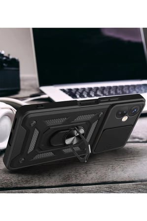 Uray store İnfinix Hot 30 5G Kılıf Pars Lens Yüzüklü Silikon - Kırmızı
