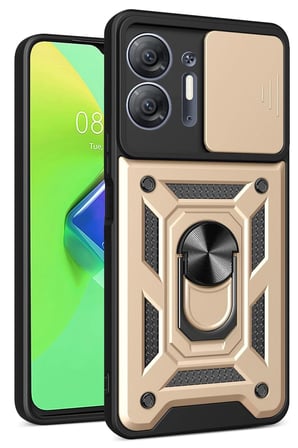 Uray store İnfinix Hot 30 5G Kılıf Pars Lens Yüzüklü Silikon - Gold