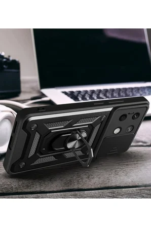 Uray store Xiaomi Poco X6 Pro Kılıf Pars Lens Yüzüklü Silikon - Yeşil