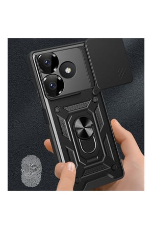 Uray store Xiaomi Redmi 13 4G Kılıf Pars Lens Yüzüklü Silikon - Gümüş