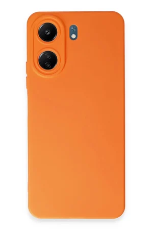 Uray store Xiaomi Redmi 13C Kılıf Nano içi Kadife Silikon - Turuncu