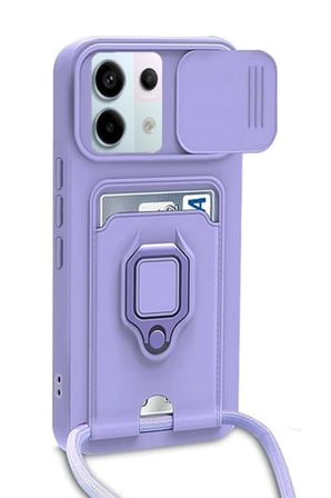 Uray store Xiaomi Redmi Note 13 Pro 5G Kılıf Zuma Kartvizitli Yüzüklü Silikon - Lila