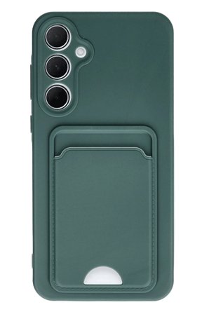 Uray store Samsung Galaxy A35 5G Kılıf Kelvin Kartvizitli Silikon - Koyu Yeşil