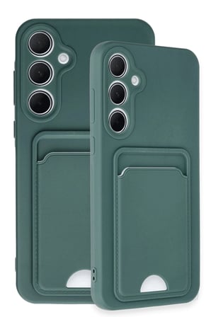 Uray store Samsung Galaxy A35 5G Kılıf Kelvin Kartvizitli Silikon - Koyu Yeşil
