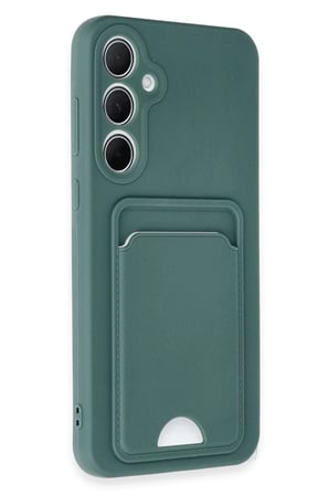 Uray store Samsung Galaxy A35 5G Kılıf Kelvin Kartvizitli Silikon - Koyu Yeşil