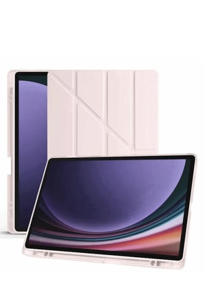 Uray store Samsung Galaxy X610 Tab S9 FE Plus 12.4 Kılıf Kalemlikli Mars Tablet Kılıfı - Rose Gold