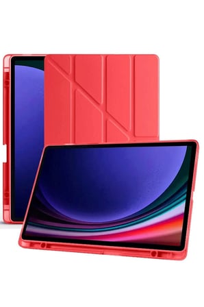 Uray store Samsung Galaxy X610 Tab S9 FE Plus 12.4 Kılıf Kalemlikli Mars Tablet Kılıfı - Kırmızı