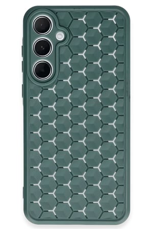 Uray store Samsung Galaxy A35 5G Kılıf Petek Silikon Kapak - Koyu Yeşil