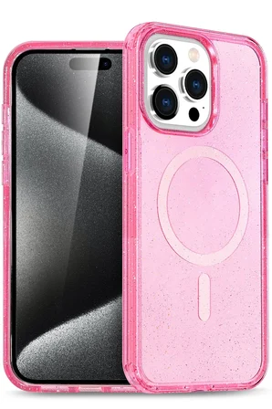 Uray store Apple iPhone 14 Pro Max Kılıf Star Magsafe Kapak - Pembe