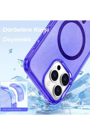 Uray store Apple iPhone 15 Pro Kılıf Star Magsafe Kapak - Mor