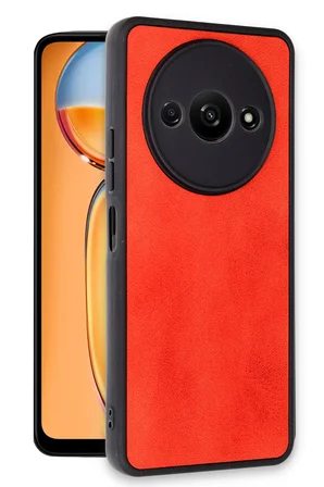 Uray store Xiaomi Redmi A3 4G Kılıf Aras Deri Kapak - Kırmızı