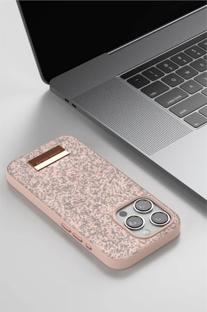 Onegif Apple iPhone 15 Pro Bright Simli Kapak - Derin Mor
