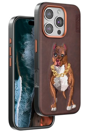 Venco Apple iPhone 16 Pro Perma Desenli Kapak - Kahverengi