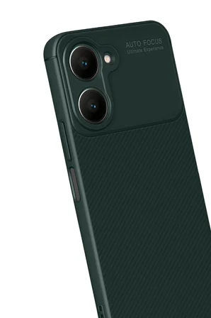 Uray store Vivo Y18 Kılıf Auto Focus Karbon Kapak - Koyu Yeşil