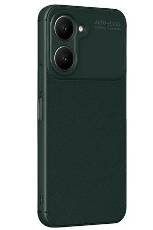 Uray store Vivo Y18 Kılıf Auto Focus Karbon Kapak - Koyu Yeşil