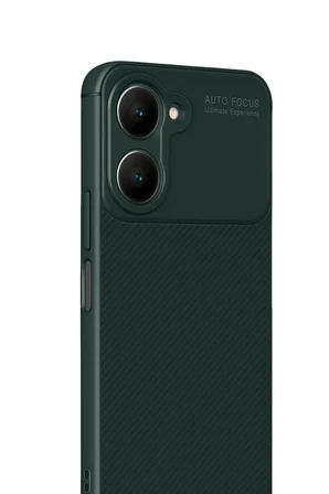 Uray store Vivo Y18 Kılıf Auto Focus Karbon Kapak - Koyu Yeşil