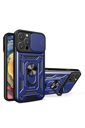 Uray store Apple iPhone 16 Pro Kılıf Pars Lens Yüzüklü Silikon - Lacivert