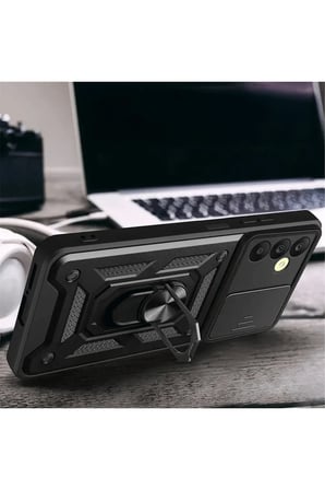 Uray store Samsung Galaxy S24 FE Pars Lens Yüzüklü Silikon - Kırmızı