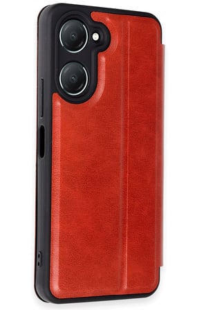 Uray store Vivo Y18 Kılıf Flip Cover - Kırmızı