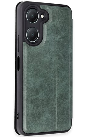 Uray store Vivo Y18 Kılıf Flip Cover - Koyu Yeşil