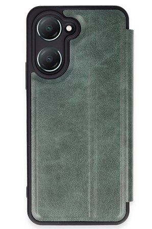 Uray store Vivo Y18 Kılıf Flip Cover - Koyu Yeşil